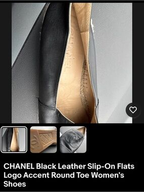 CHANEL Black Leather Slip-On Loafers with Logo Vamp